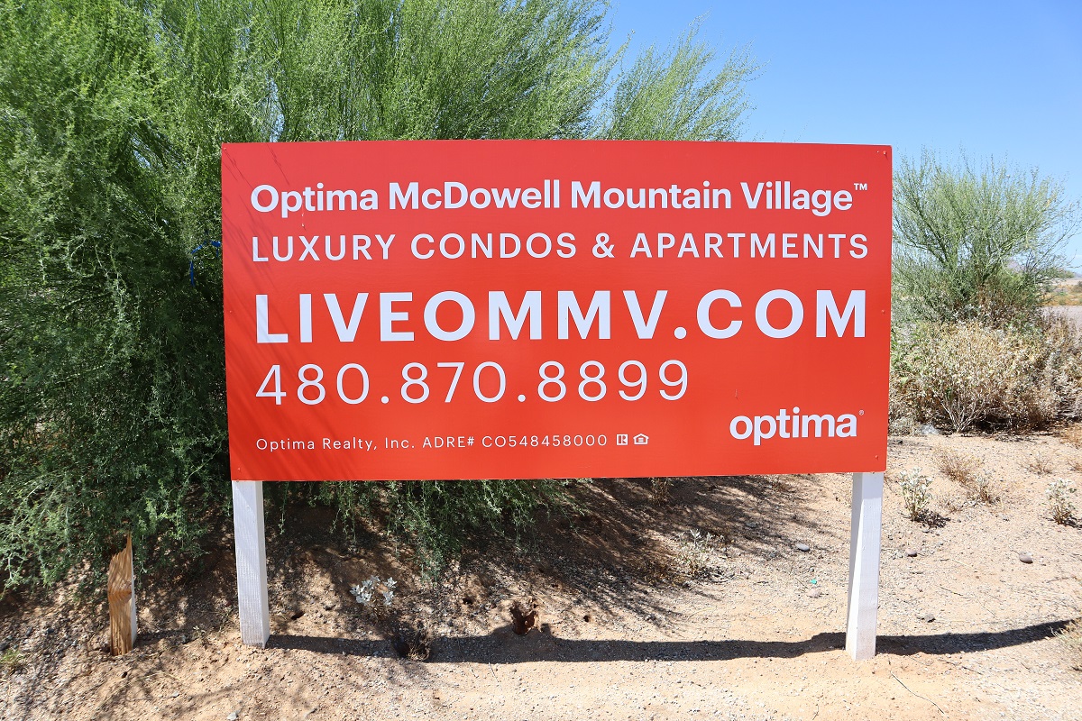 Sign for Optima McDowell Mountain Village