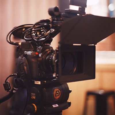 Photo of a movie camera.