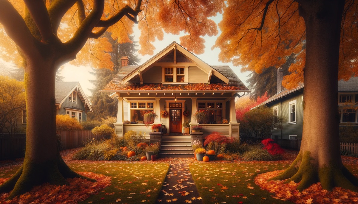 Rendering of a home during fall.