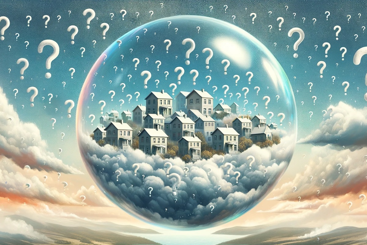 Houses in a bubble.