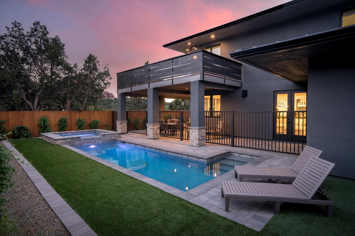 Backyard of a luxury home in Sedona, Arizona.