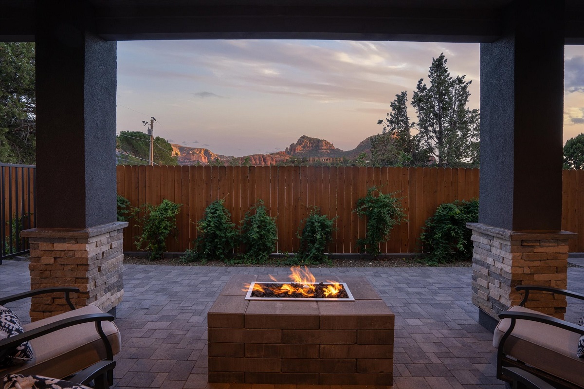 Backyard of a luxury home in Sedona, Arizona.