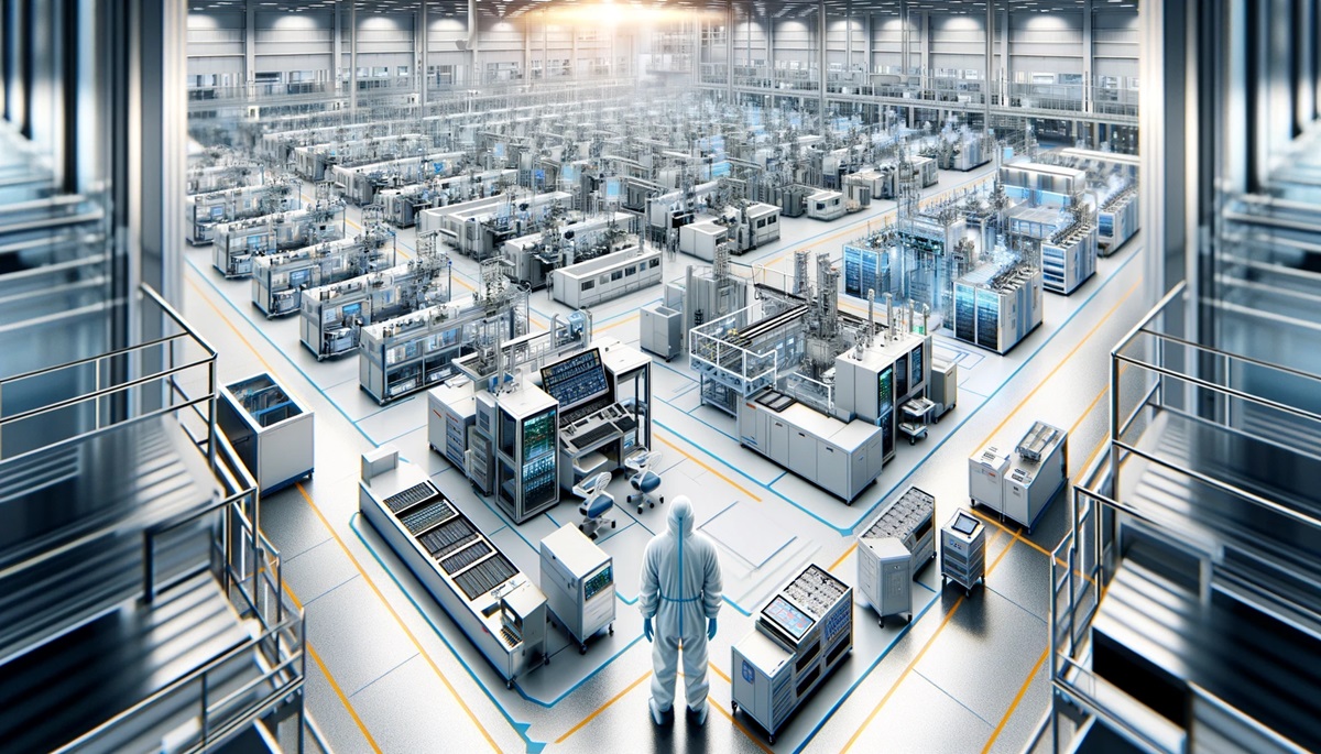 Rendering of a semiconductor plant.