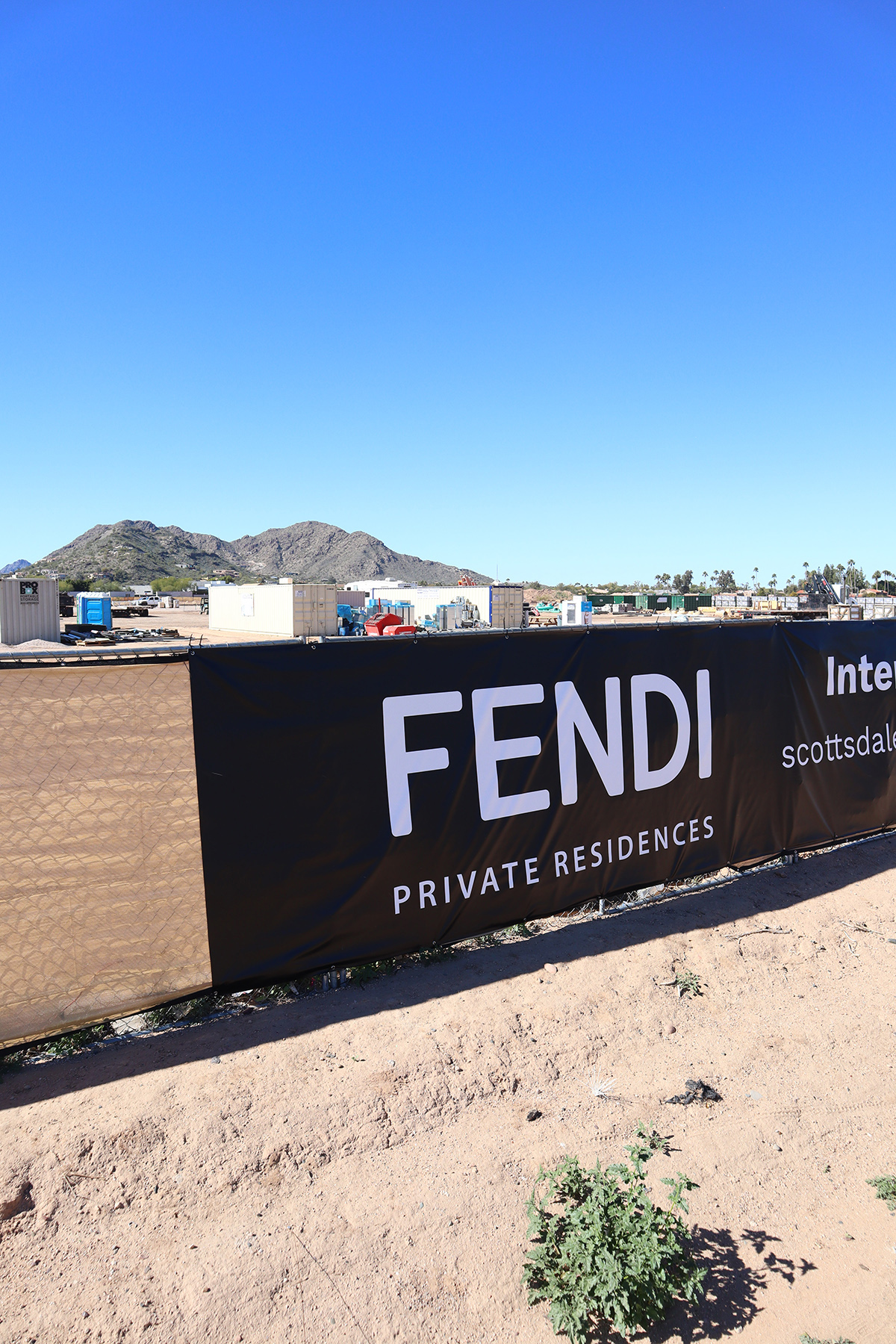 Photo of the FENDI sign at the construction site of The Palmeraie.