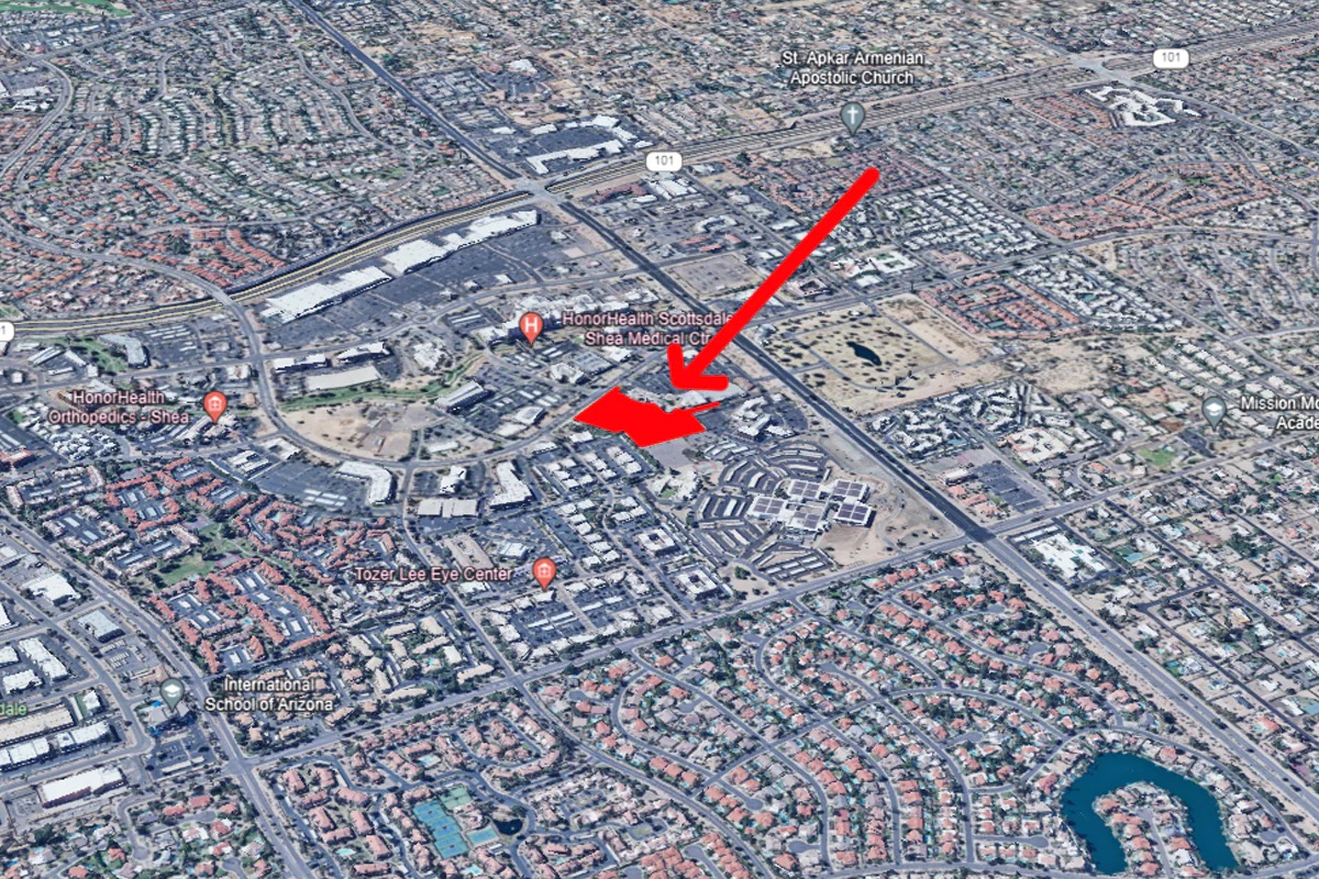 Map showing the proposed location of Marcato Village in Scottsdale, Arizona.