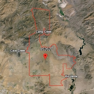 Map of the 85262 zip code in Scottsdale, Arizona.