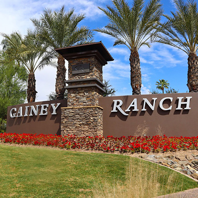 Photo of Gainey Ranch gate.