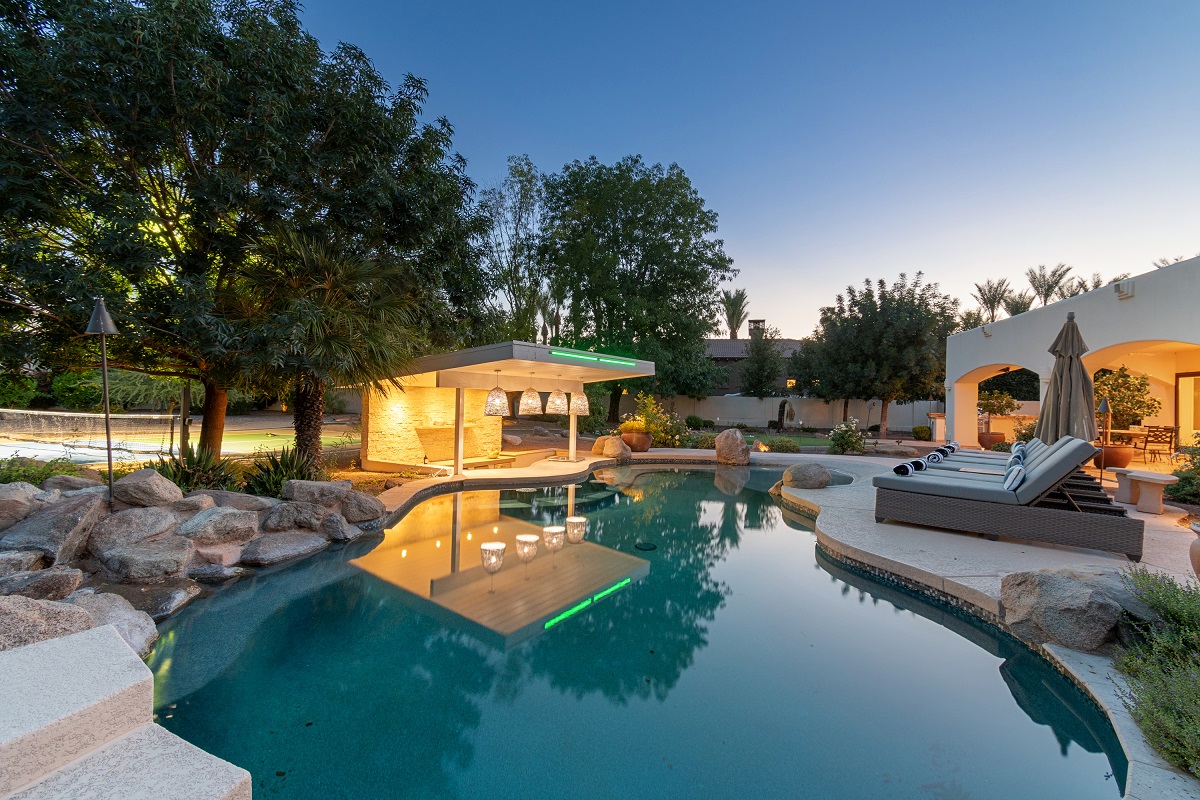 Backyard pool of a luxury home in Greater Phoenix.