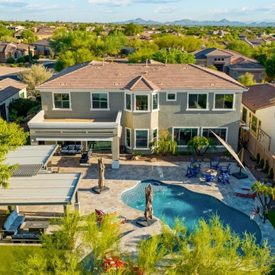Backyard pool of a home for sale in Cave Creek, Arizona.