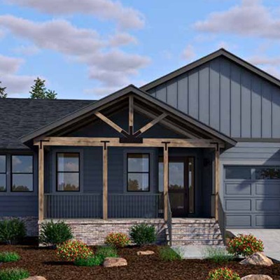 Rendering of a single-story residence at The Highlands at Tover Springs in Flagstaff, Arizona.
