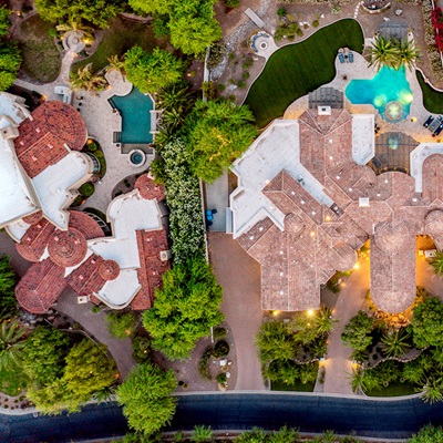 Top-down view of sprawling estates in Paradise Valley.