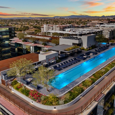 A photo of the rooftop Sky Deck at Optima Kierland.