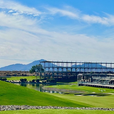 Scottsdale golf course with scenic mountains in the background.