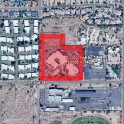 A map showing the location of where Papago Village will be built in South Scottsdale.