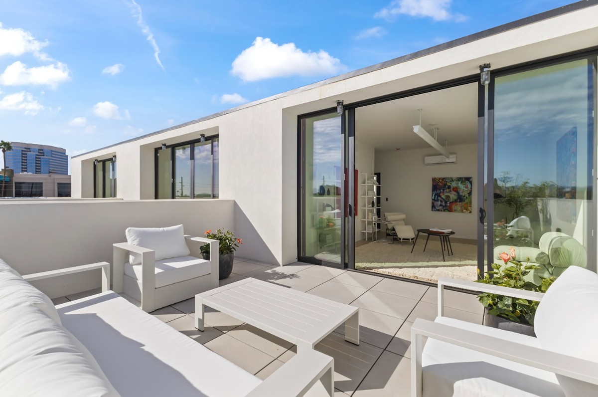 Exterior photo of a townhome unit at Soleil in Midtown Phoenix.