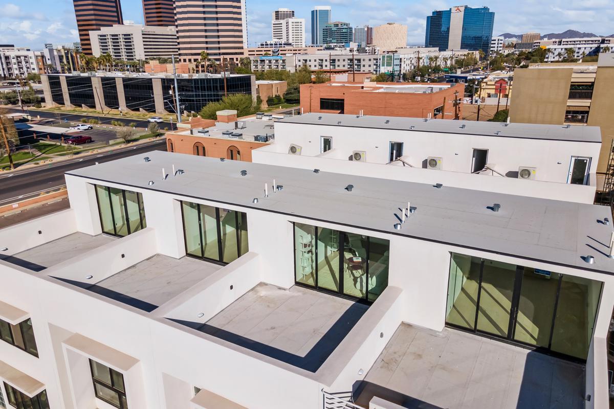 Exterior photo of a townhome unit at Soleil in Midtown Phoenix.