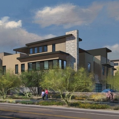A rendering of the townhomes at Toll at Cavasson.