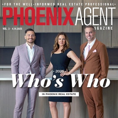 Aaron Auxier on the cover of Phoenix Agent Magazine's annual Who's Who in Phoenix Real Estate issue.