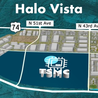 Map showing the Halo Vista development next to the TSMC campus near 51st and 43rd Avenues.