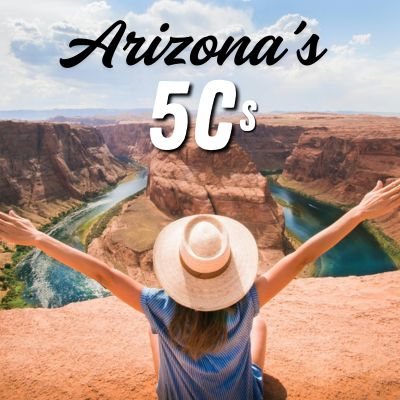 Woman overlooking Horseshoe Bend and the Colorado River in Arizona.