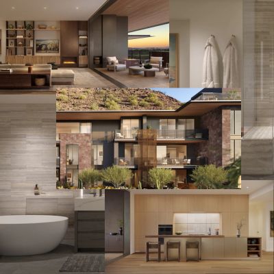 A collage of renderings for Summit by Olson Kundig.
