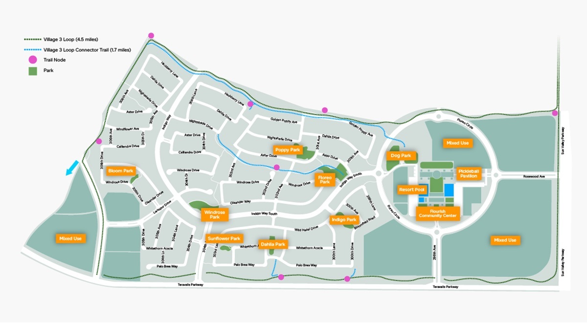 Map of the Floreo community center in Teravalis.