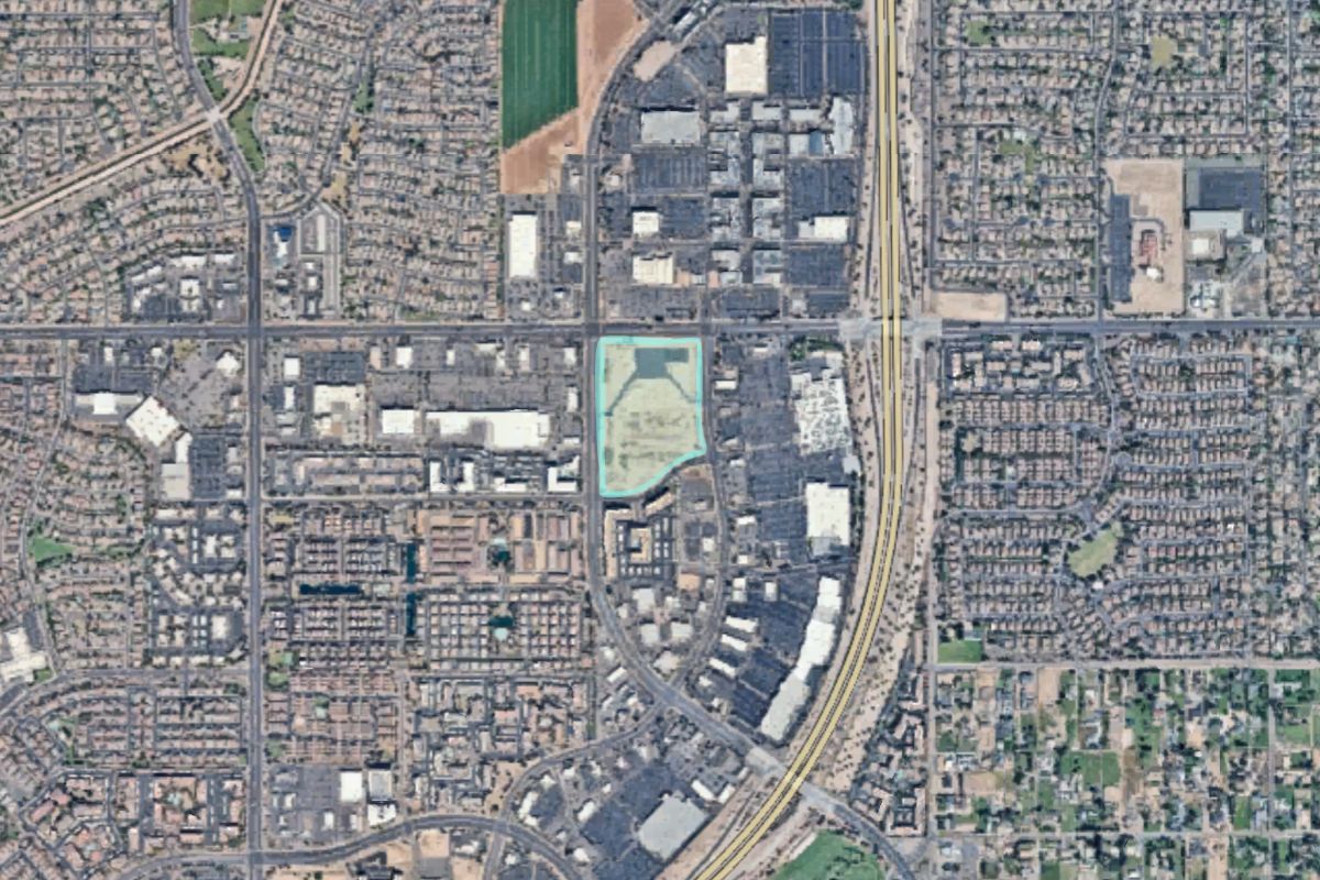 A top-down map of Gilbert, Arizona.