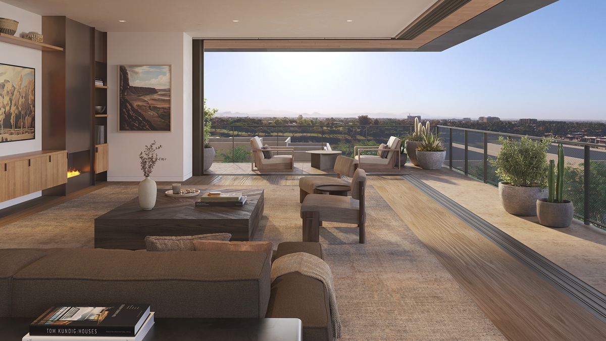 Rendering of the largest penthouse at Summit by Olson Kundig.