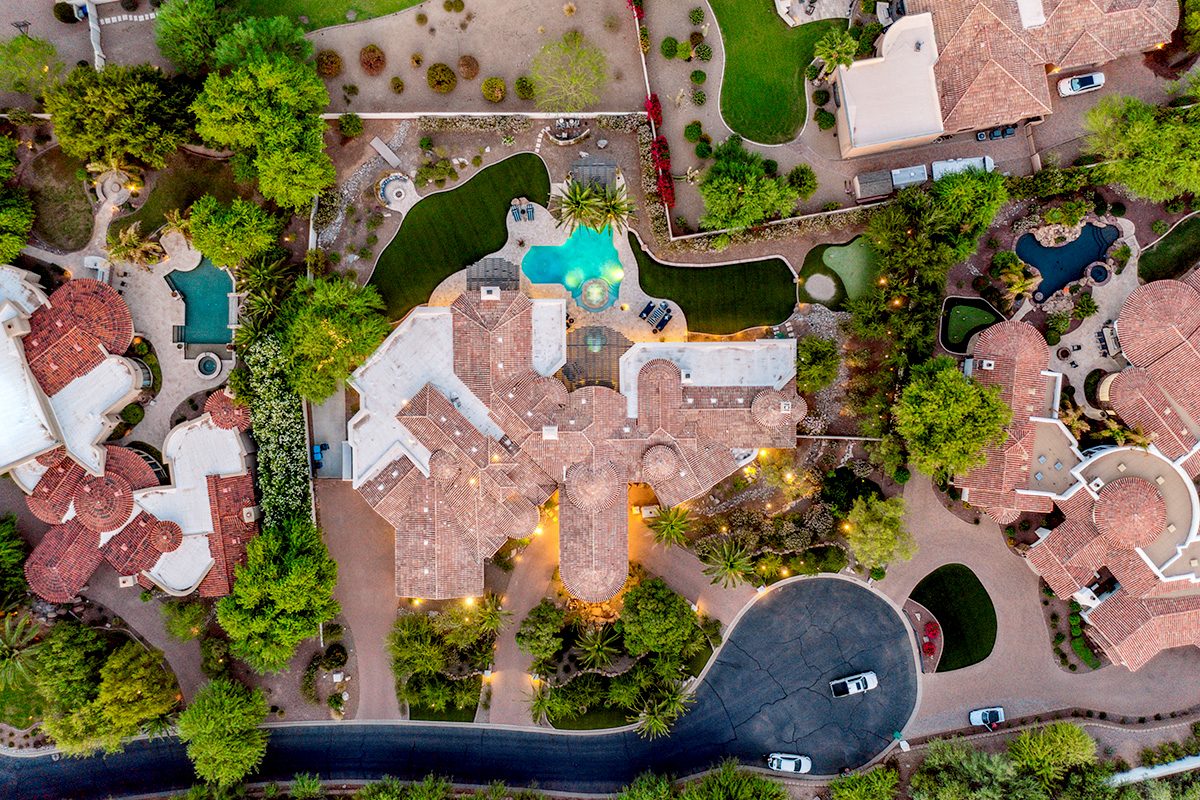 Aerial view of a luxury Paradise Valley home