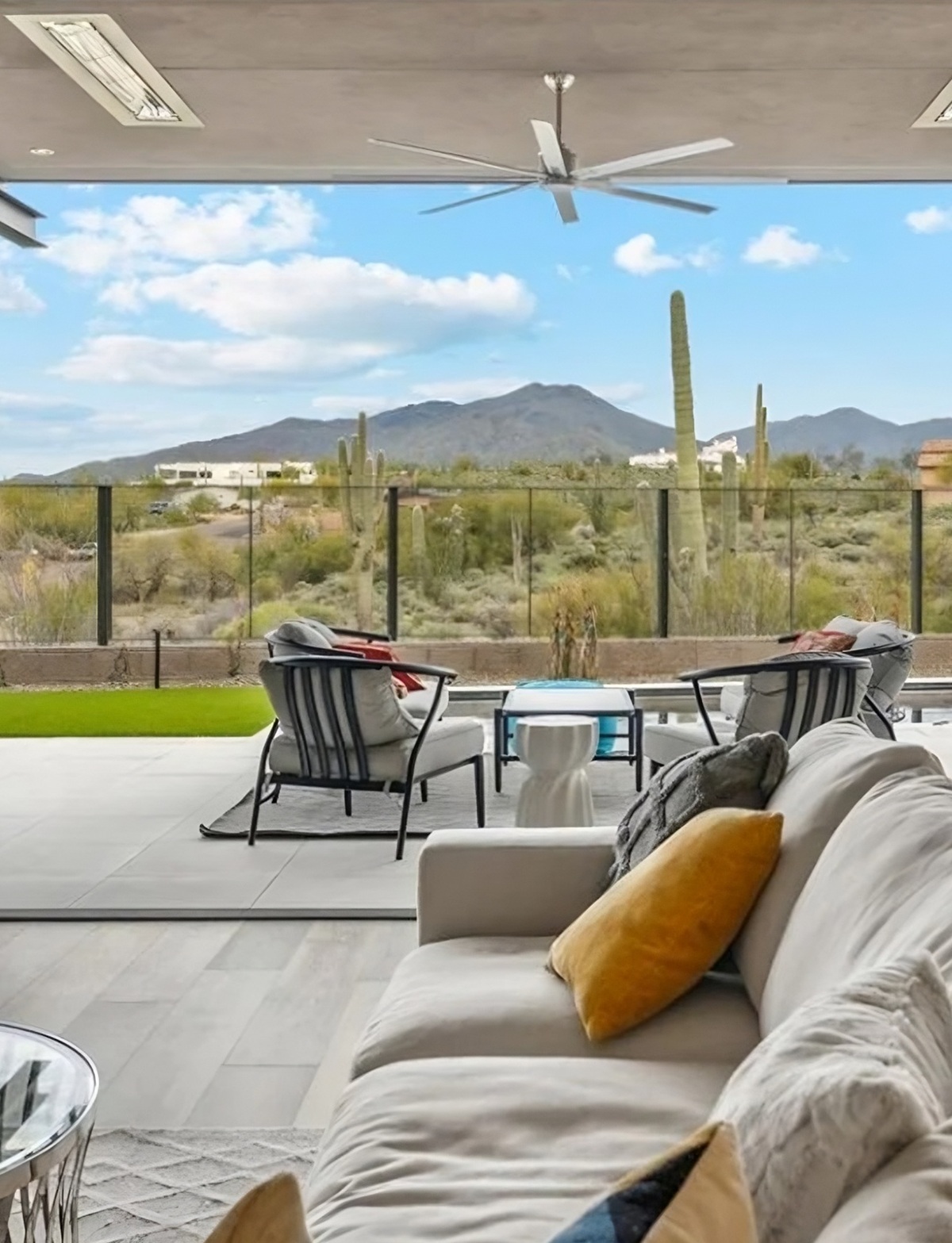 A luxury home with an open concept to the backyard.