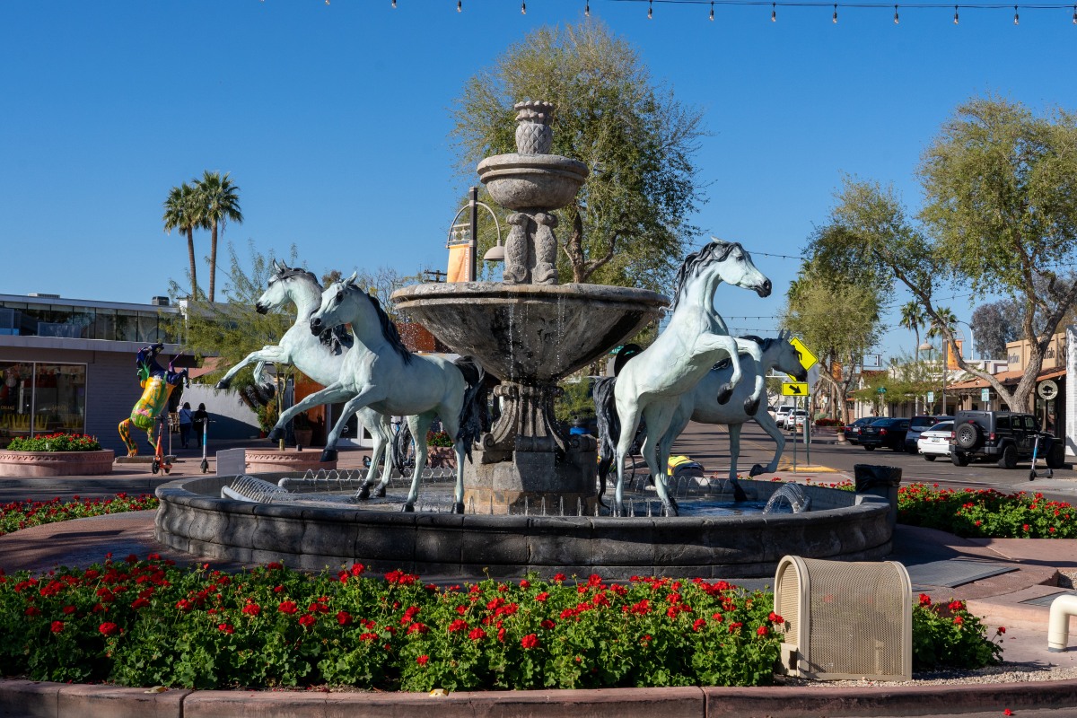 Horse water fountain in Old Scottsdale AZ