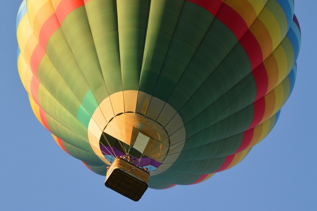 Hot air balloon floating in the sky