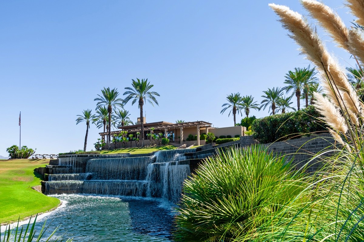 Terraced waterfalls on luxury real estate in Scottsdale