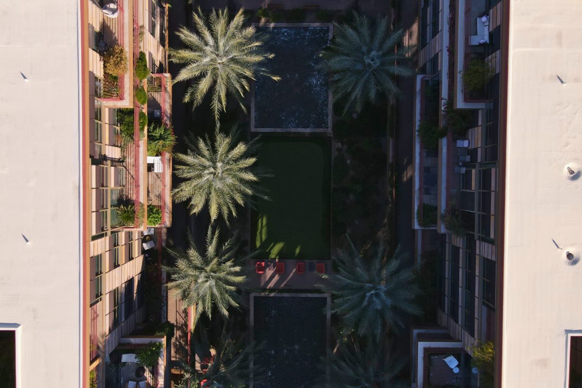 aerial view of apartment building in Scottsdale AZ